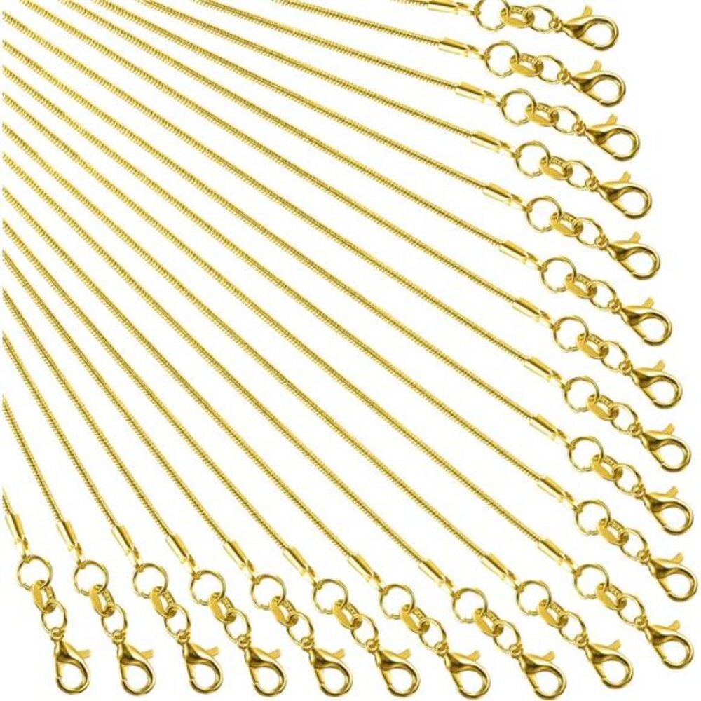 24 Pack Gold Snake Chain Necklace Chains with Lobster Clasps Gifts DIY